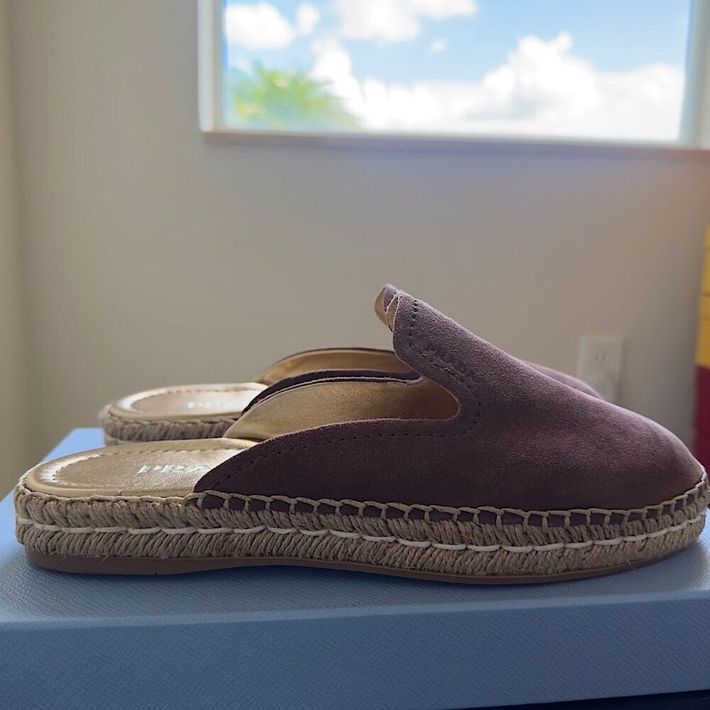 Prada Suede & Raffia Mule